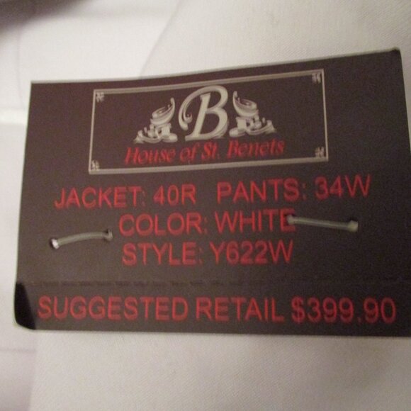 NEW NWT HOUSE OF ST. BENETS Tuxedo Sport Jacket Blazer 40R WHITE Formal Wedding - Picture 3 of 4